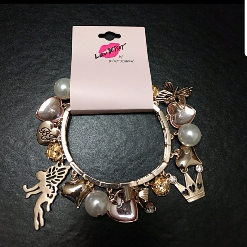 Betsey Johnson Rose Gold tone charm bracelet